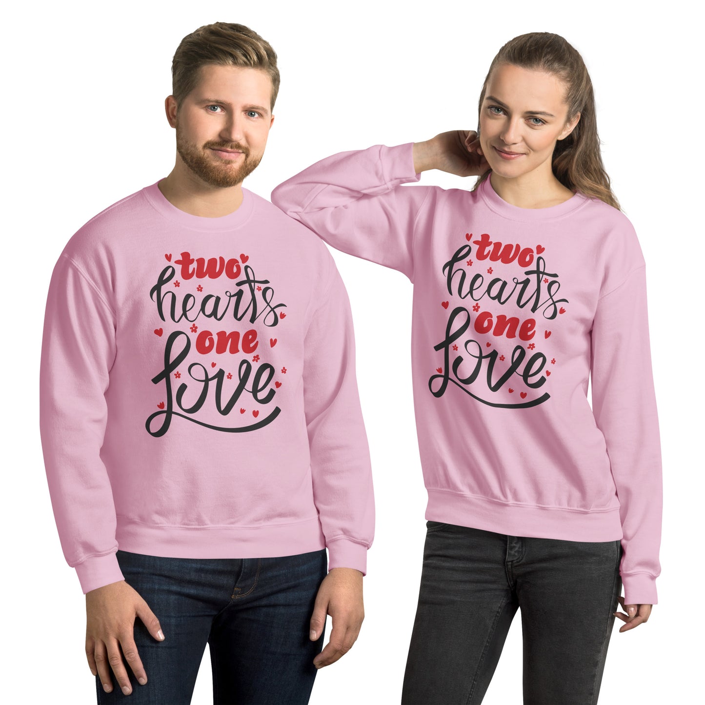 two hearts one love | Unisex Crew Neck Sweatshirt | Gildan 18000