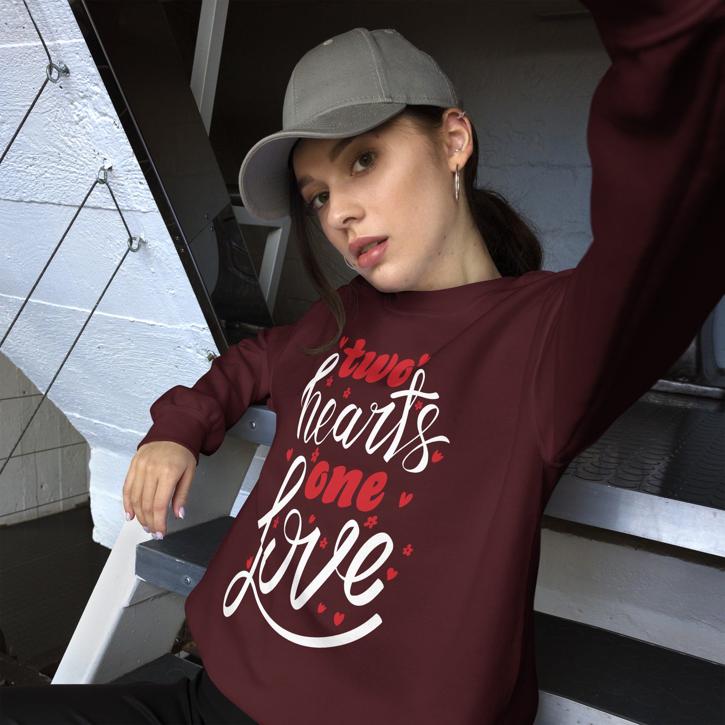 two hearts one love | Unisex Crew Neck Sweatshirt | Gildan 18000