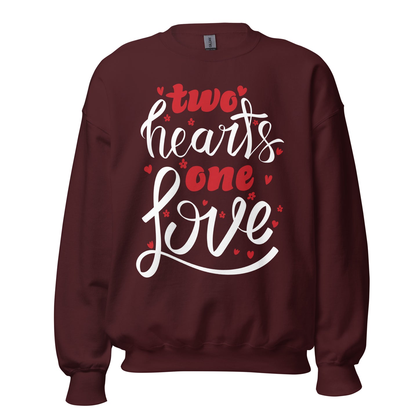 two hearts one love | Unisex Crew Neck Sweatshirt | Gildan 18000