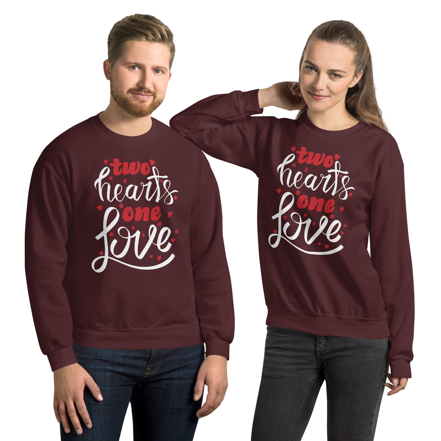 two hearts one love | Unisex Crew Neck Sweatshirt | Gildan 18000