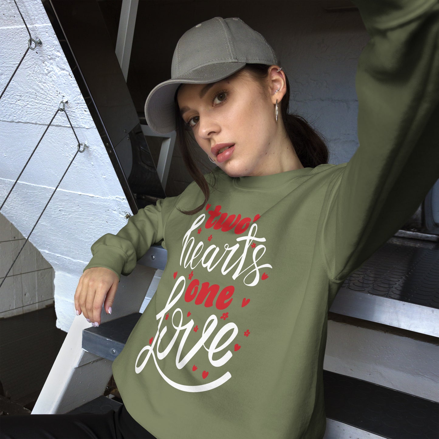 two hearts one love | Unisex Crew Neck Sweatshirt | Gildan 18000