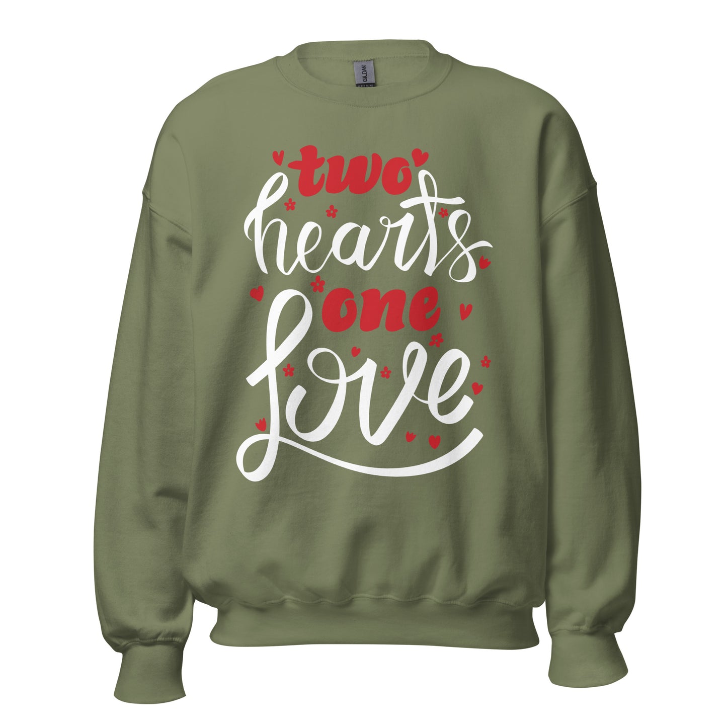 two hearts one love | Unisex Crew Neck Sweatshirt | Gildan 18000