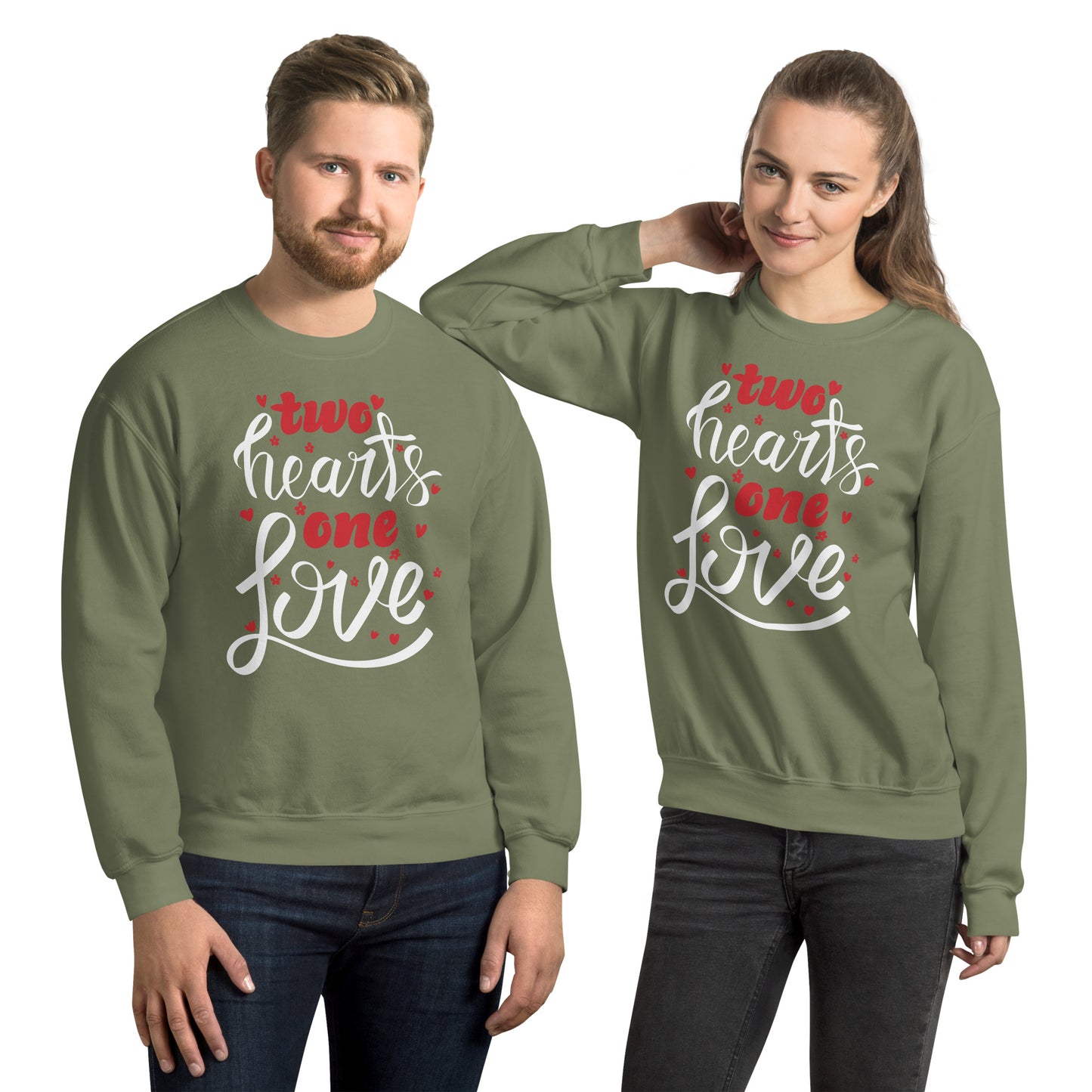 two hearts one love | Unisex Crew Neck Sweatshirt | Gildan 18000