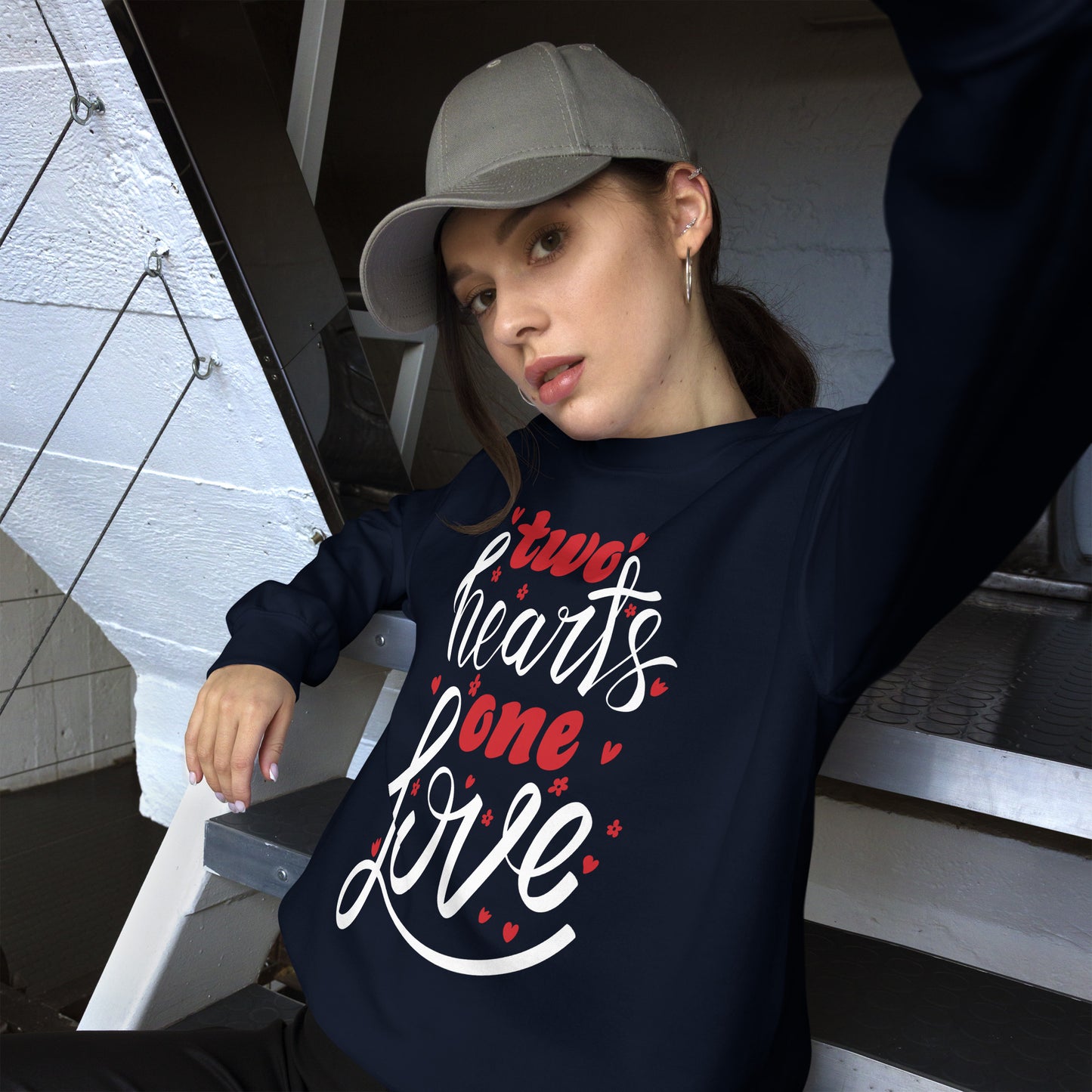 two hearts one love | Unisex Crew Neck Sweatshirt | Gildan 18000