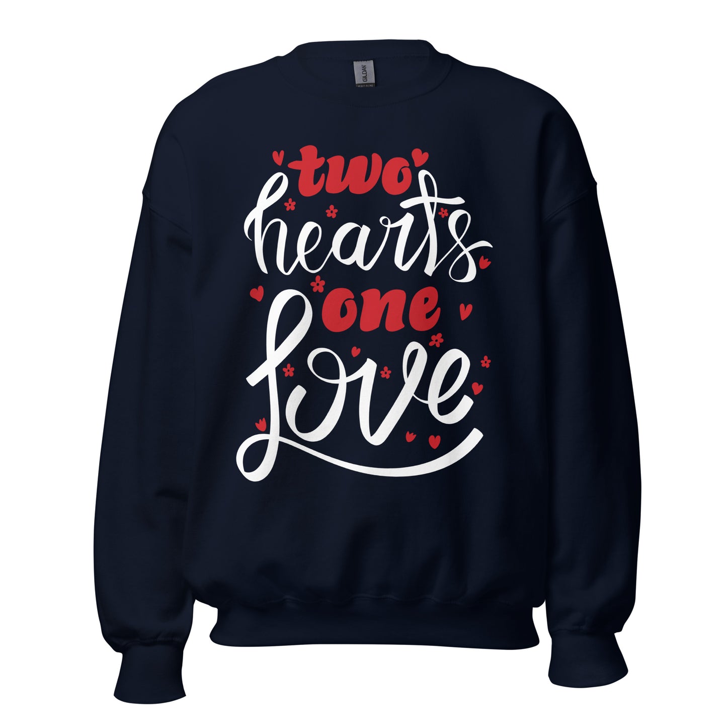 two hearts one love | Unisex Crew Neck Sweatshirt | Gildan 18000