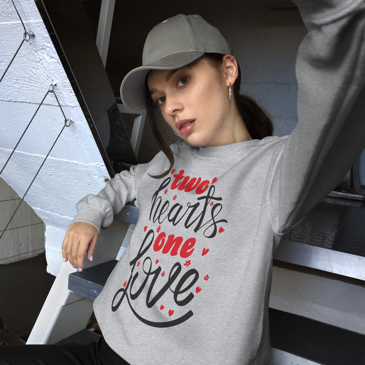 two hearts one love | Unisex Crew Neck Sweatshirt | Gildan 18000