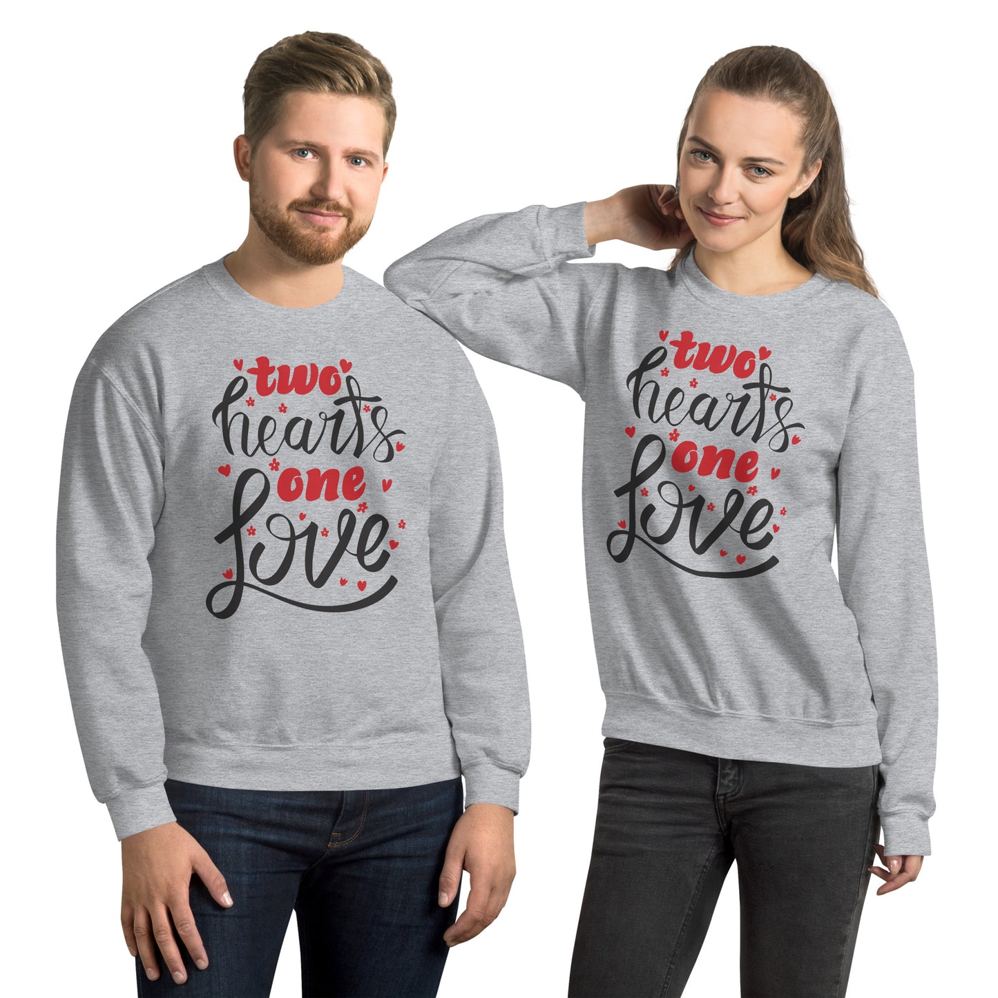 two hearts one love | Unisex Crew Neck Sweatshirt | Gildan 18000