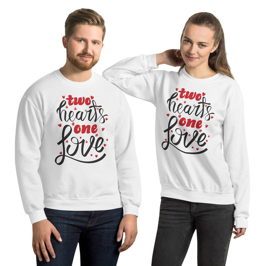 two hearts one love | Unisex Crew Neck Sweatshirt | Gildan 18000