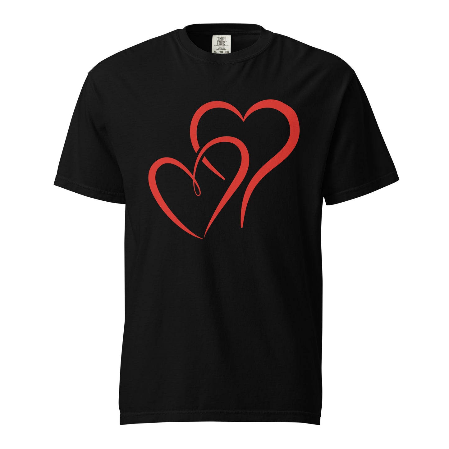 Hand Drawn Overlapping Hearts Black Colour | Unisex Garment-Dyed Heavyweight T-Shirt | Comfort Colors 1717