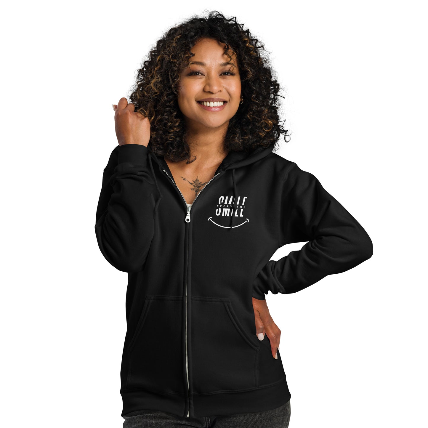 Unisex heavy blend zip hoodie - smile every time - print on demand