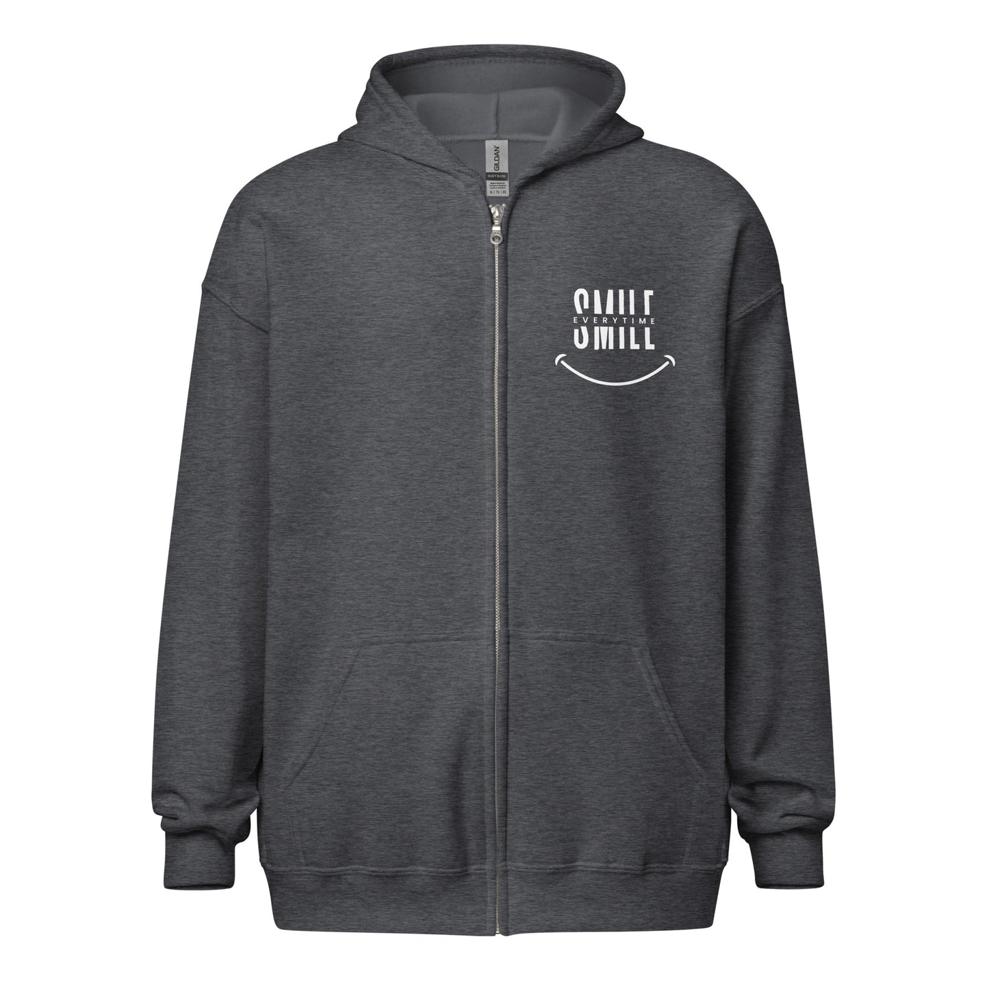 Unisex heavy blend zip hoodie - smile every time - print on demand