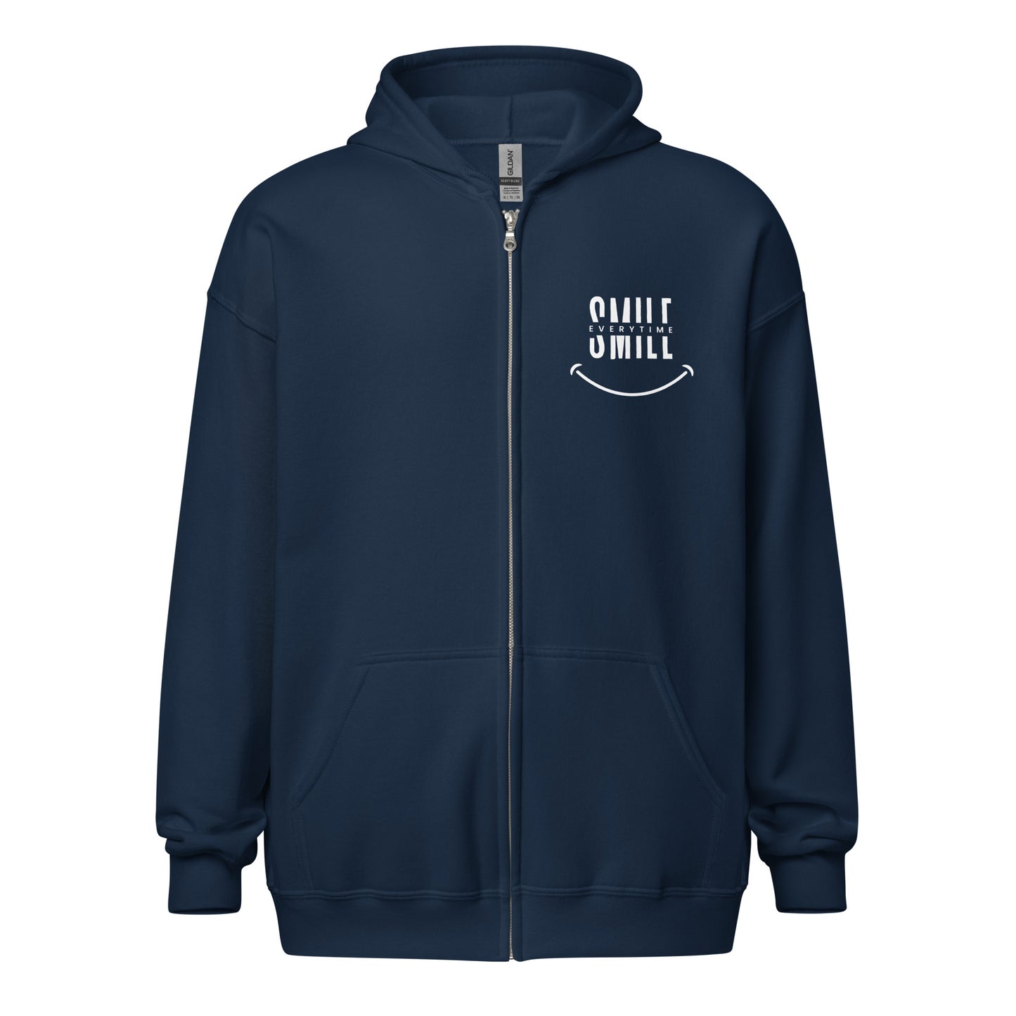 Unisex heavy blend zip hoodie - smile every time - print on demand