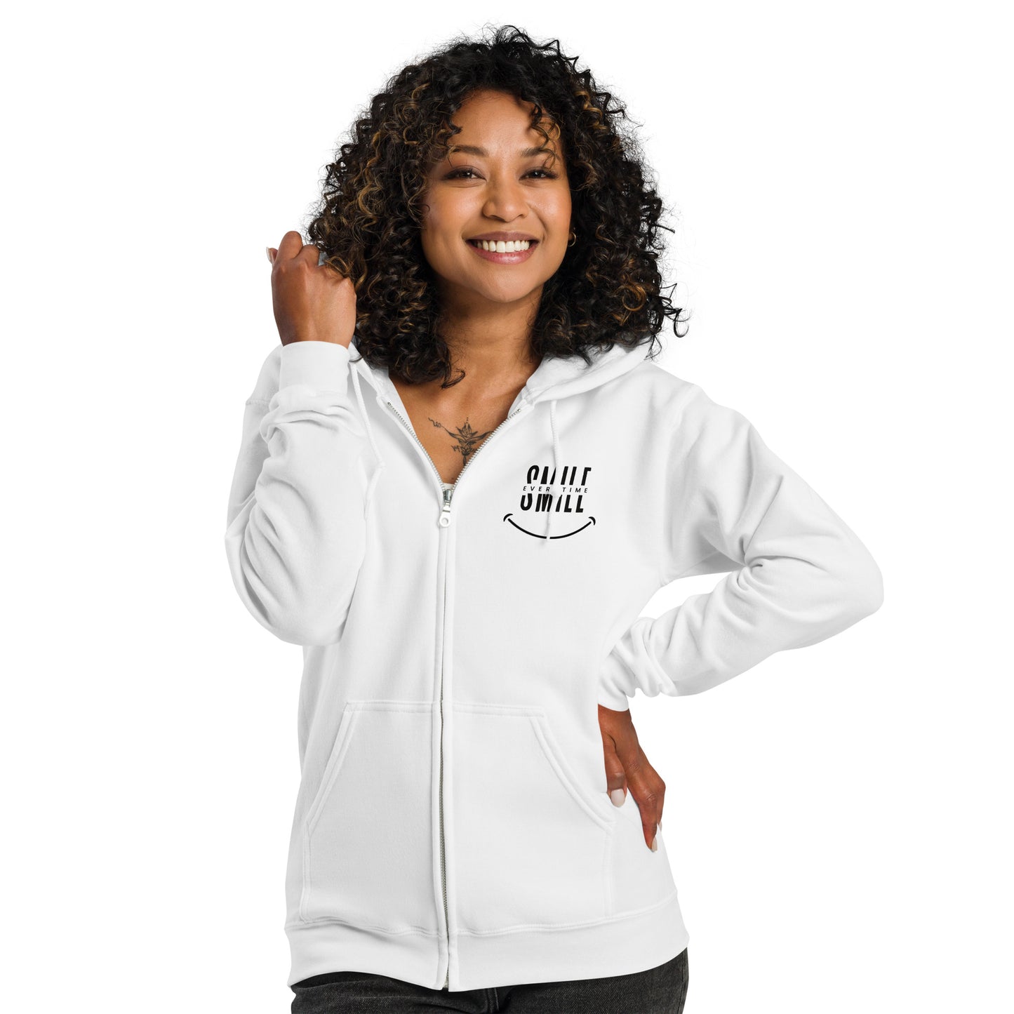 Unisex heavy blend zip hoodie - smile every time - print to demand