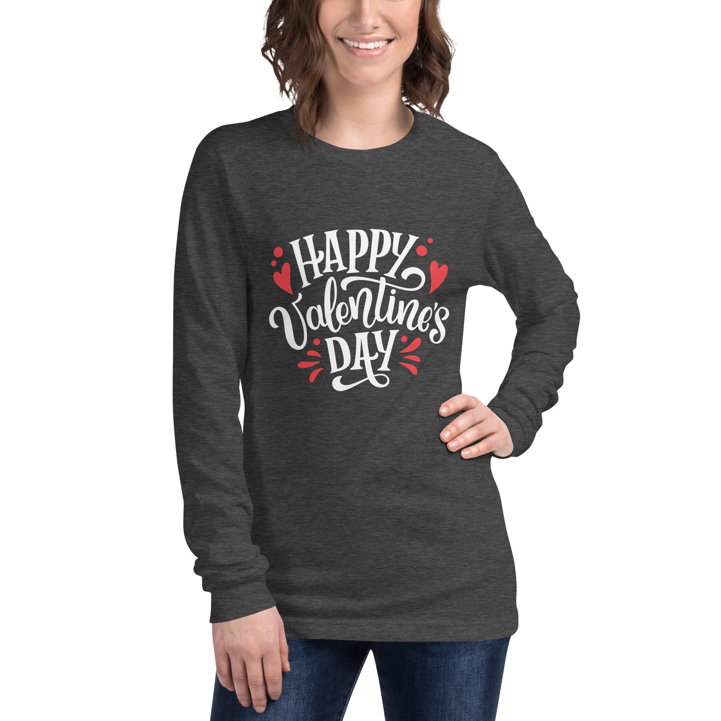 happy valentine's day |  Unisex Long Sleeve Tee | Bella + Canvas 3501