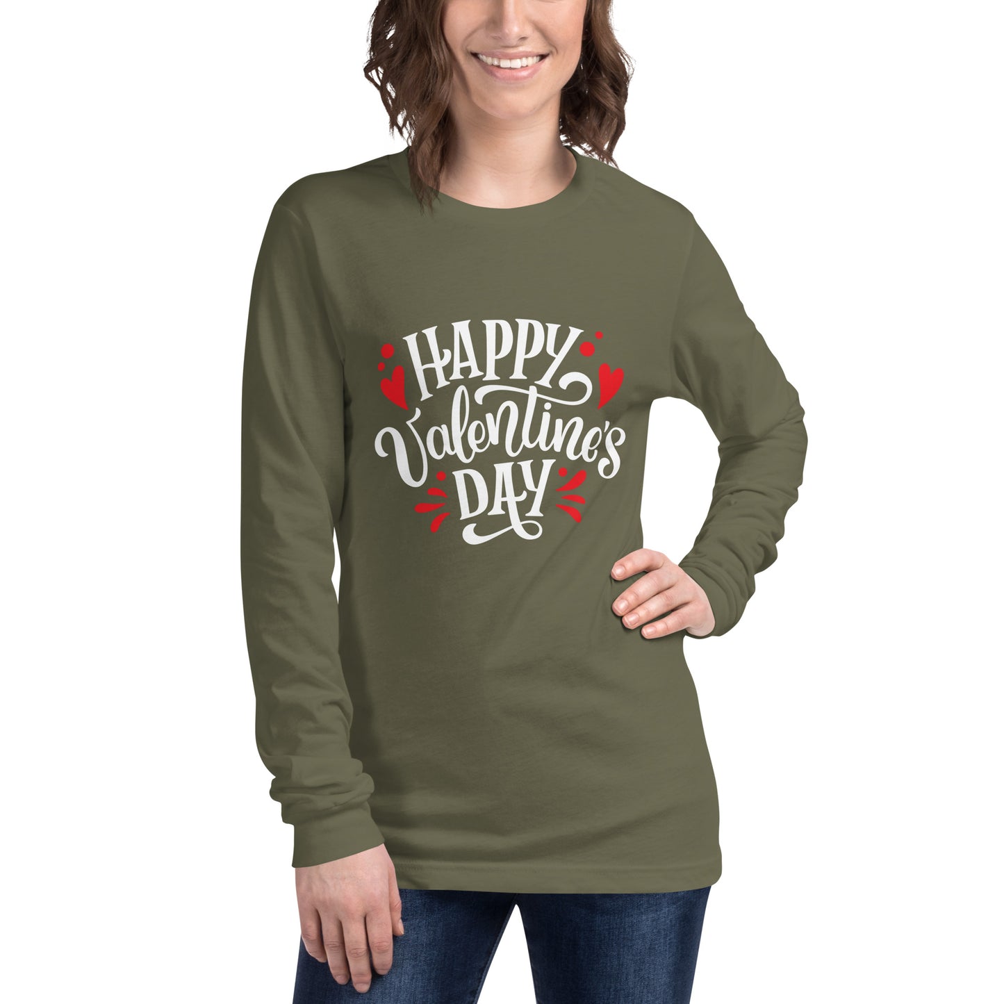 happy valentine's day |  Unisex Long Sleeve Tee | Bella + Canvas 3501