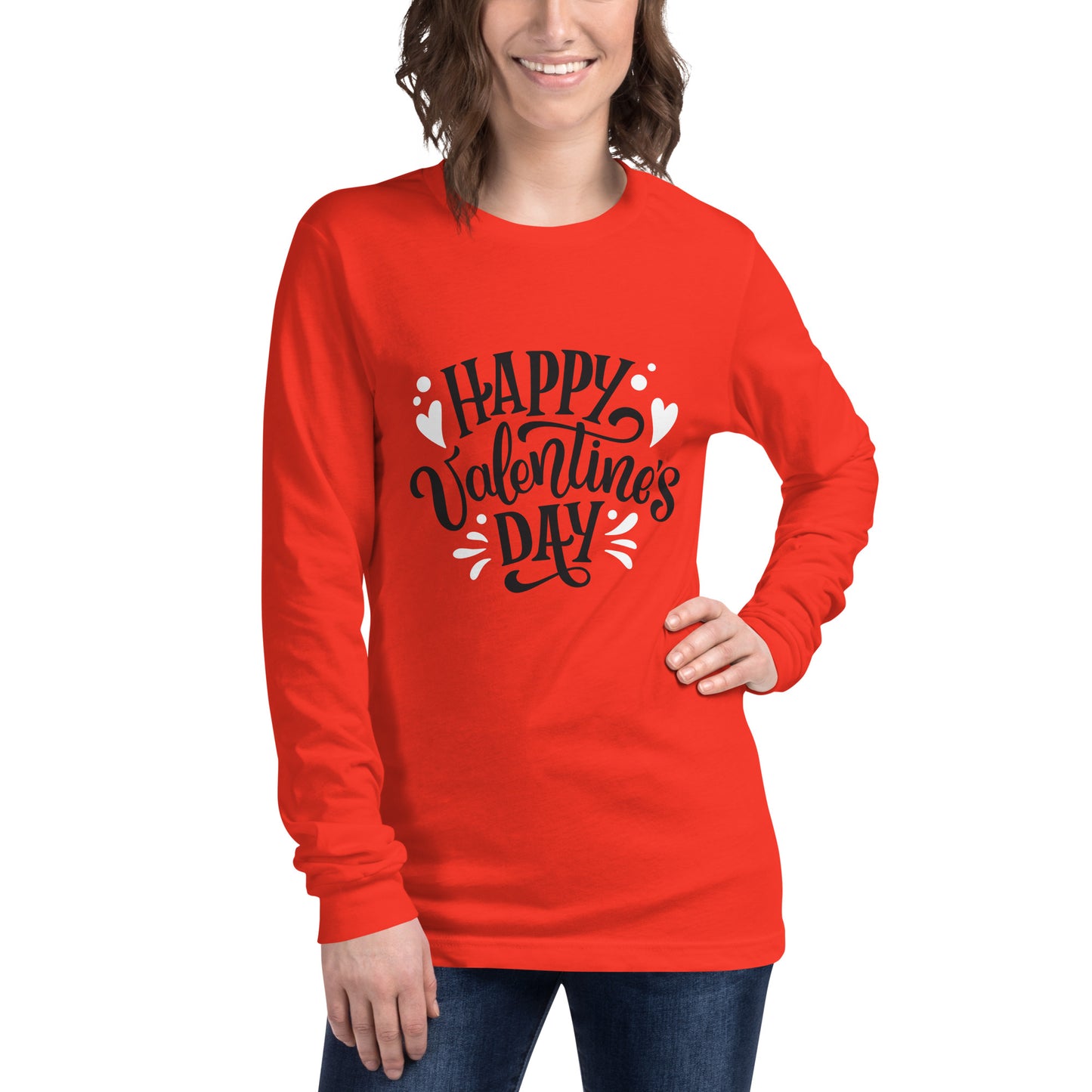 happy valentine's day |  Unisex Long Sleeve Tee | Bella + Canvas 3501