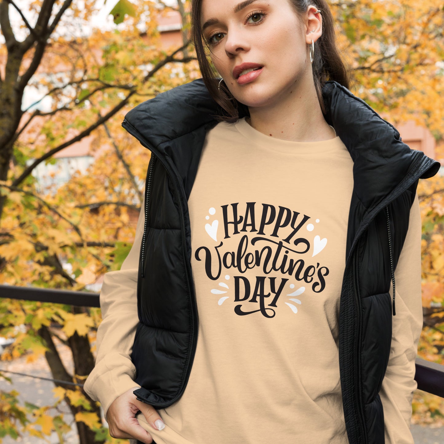 happy valentine's day |  Unisex Long Sleeve Tee | Bella + Canvas 3501