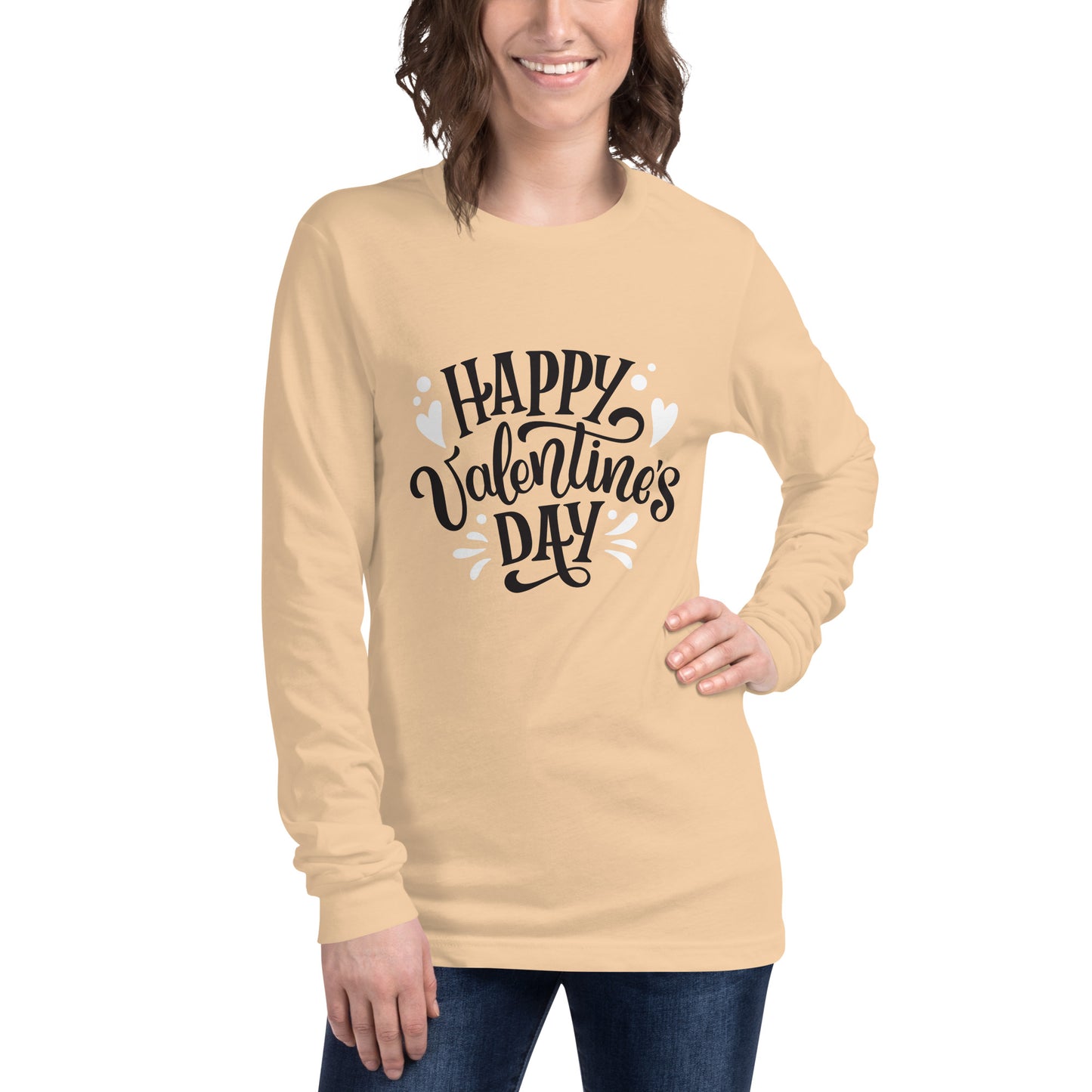 happy valentine's day |  Unisex Long Sleeve Tee | Bella + Canvas 3501