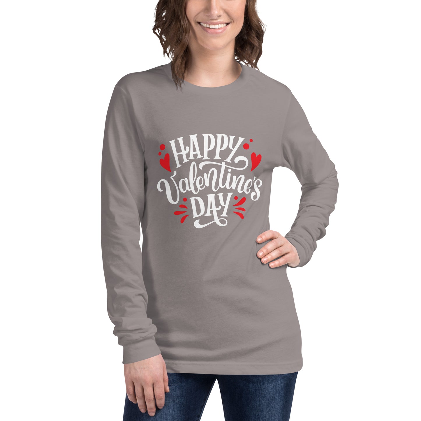 happy valentine's day |  Unisex Long Sleeve Tee | Bella + Canvas 3501