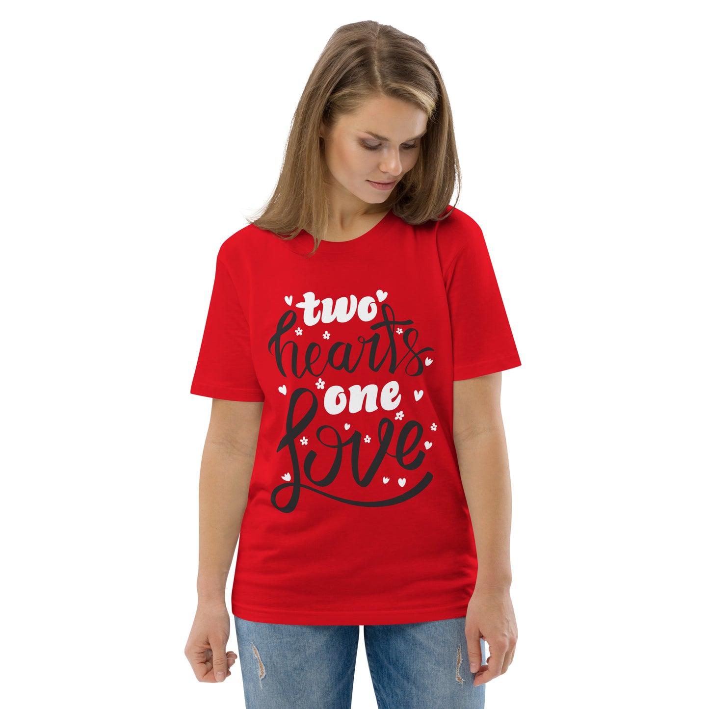 two hearts on love | Unisex Organic Cotton T-Shirt | Stanley/Stella STTU755