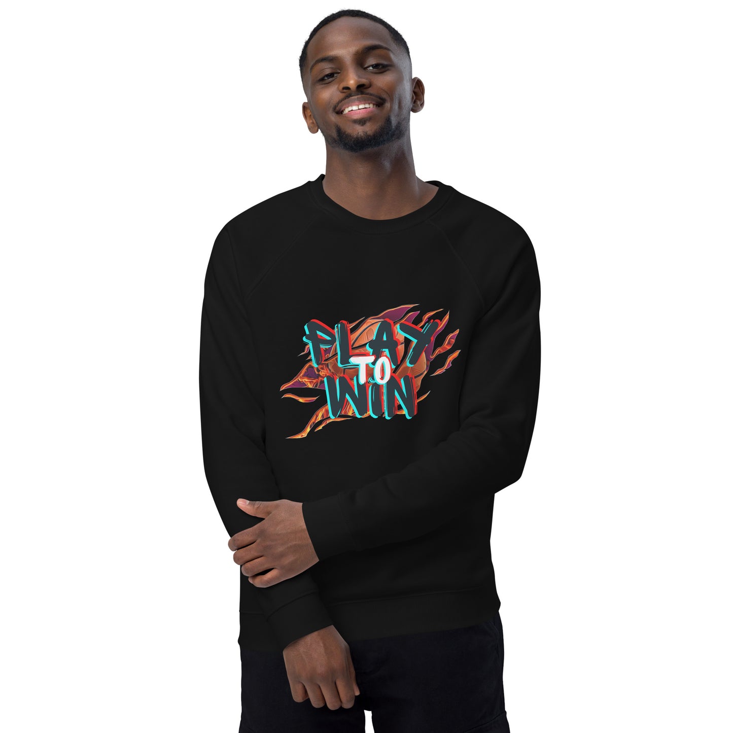 Unisex organic raglan sweatshirt - play to win - print on demand