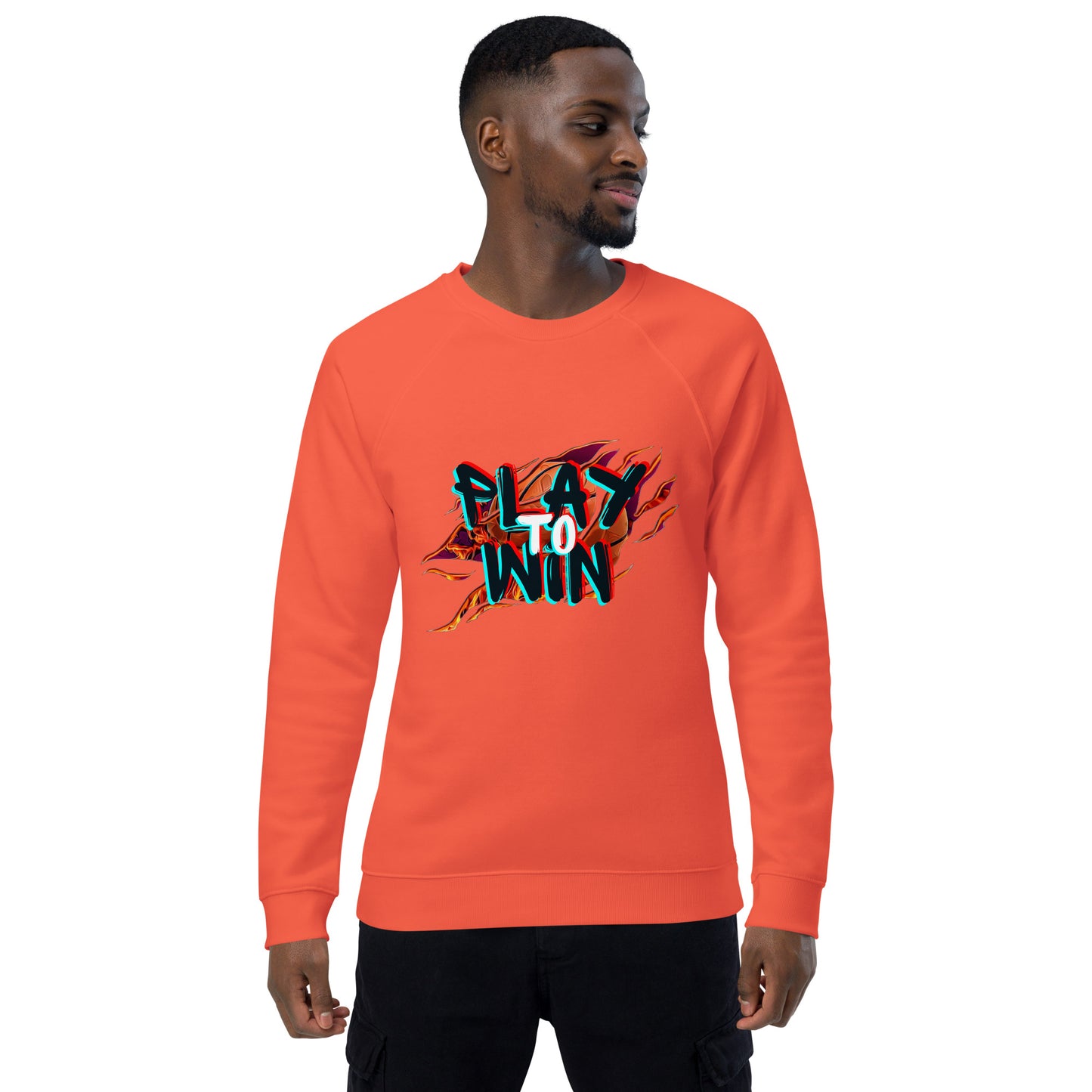 Unisex organic raglan sweatshirt - play to win - print on demand