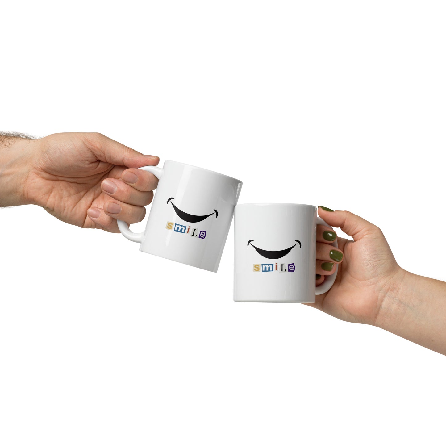 White glossy mug smile  - print on demand