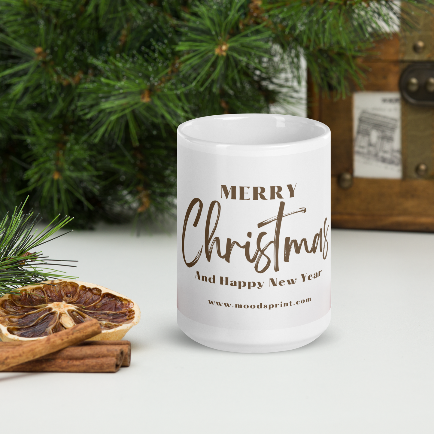 White glossy mug | merry christmas | moods print