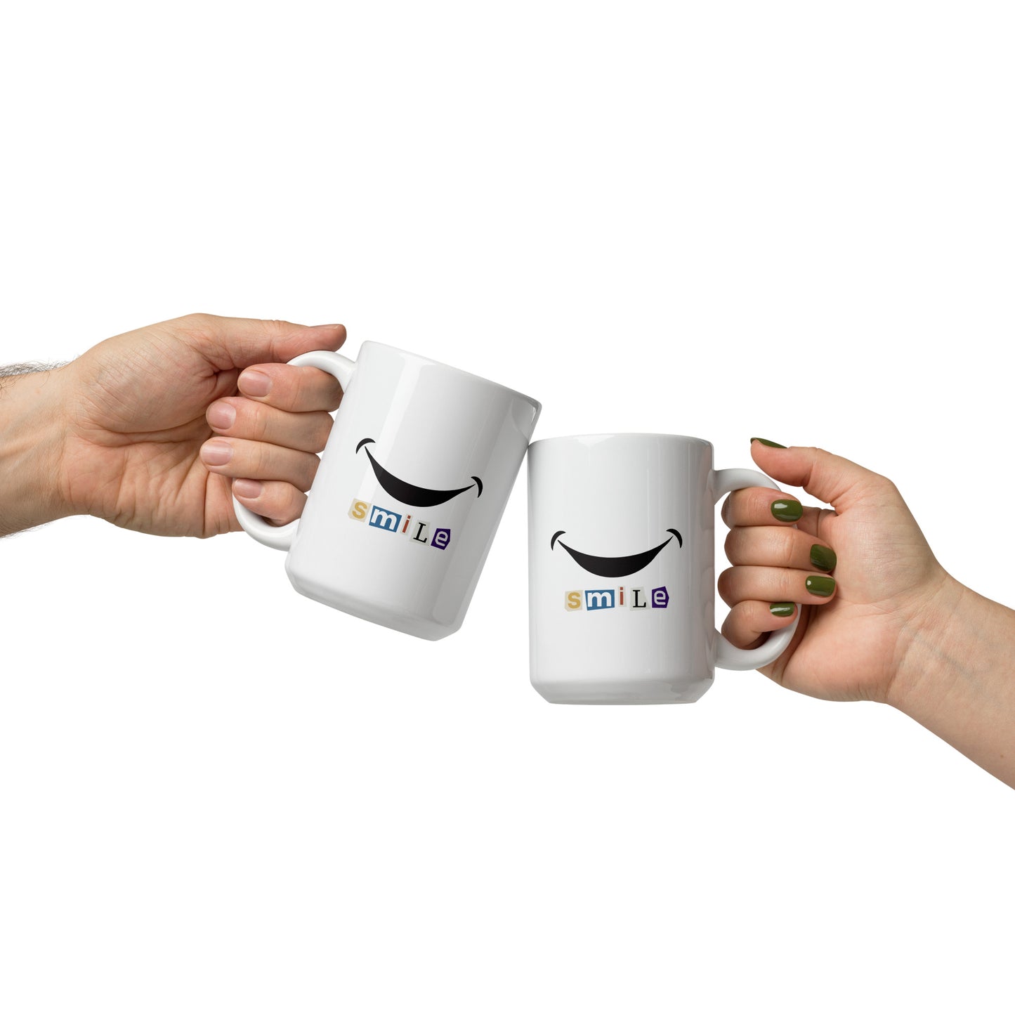 White glossy mug smile  - print on demand