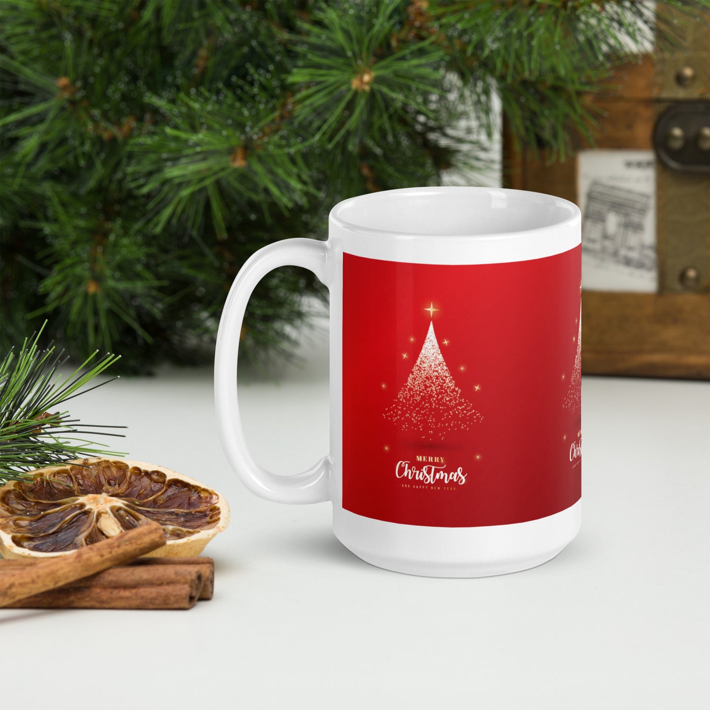 White glossy mug _ merry christmas | moods print