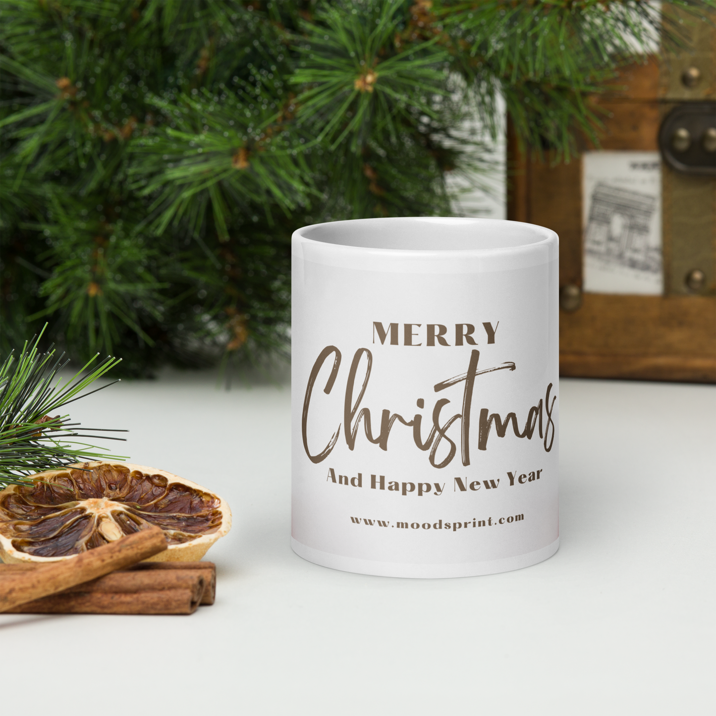 White glossy mug | merry christmas | moods print