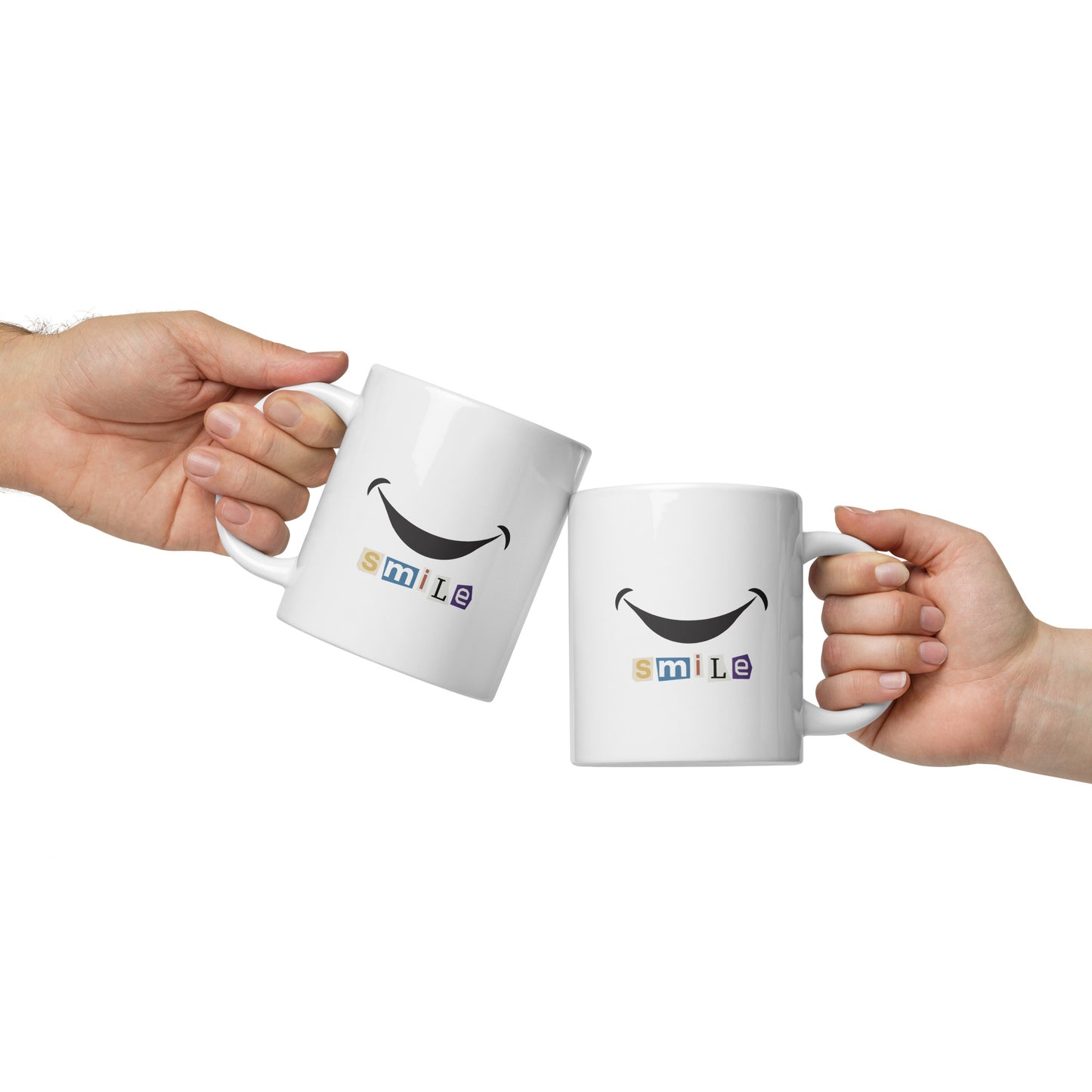 White glossy mug smile  - print on demand