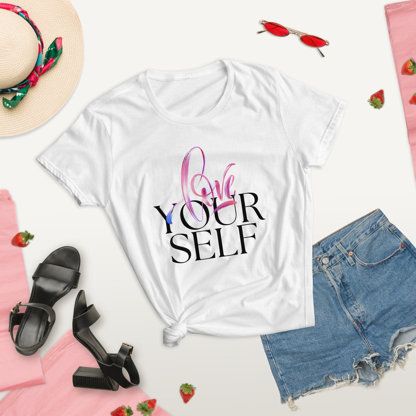 Women's short sleeve t-shirt  |  love your self  |  moods print