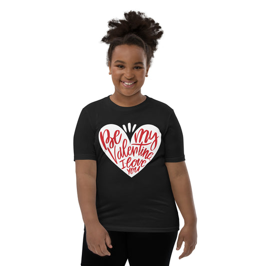 happy valentine s day lettering | Youth Staple Tee | Bella + Canvas 3001Y