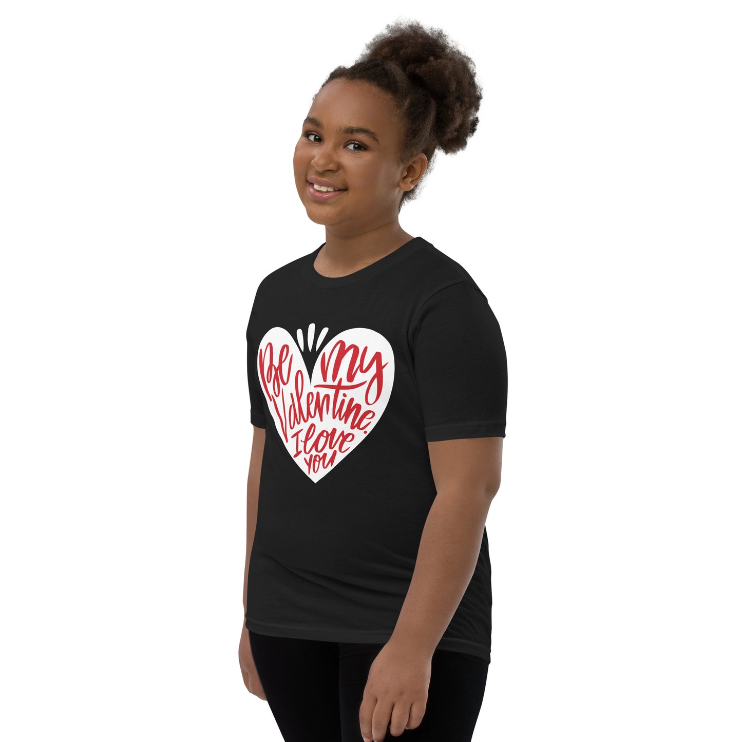 happy valentine s day lettering | Youth Staple Tee | Bella + Canvas 3001Y