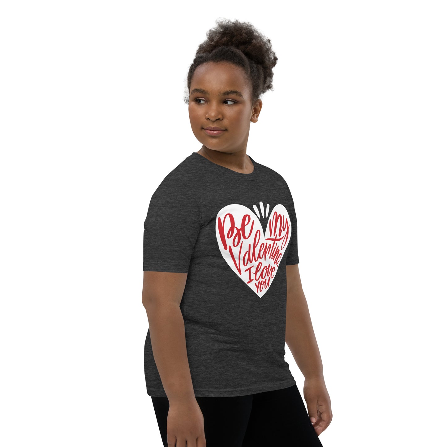 happy valentine s day lettering | Youth Staple Tee | Bella + Canvas 3001Y