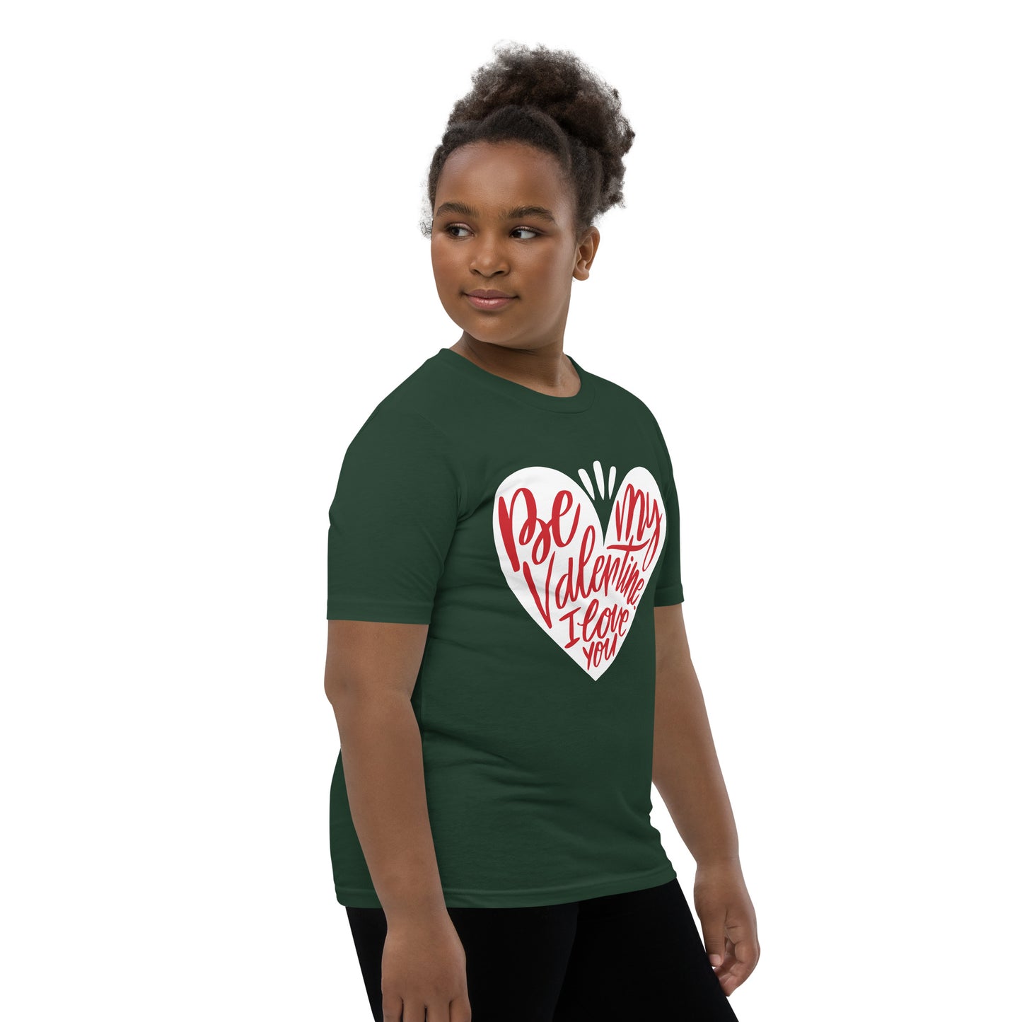 happy valentine s day lettering | Youth Staple Tee | Bella + Canvas 3001Y