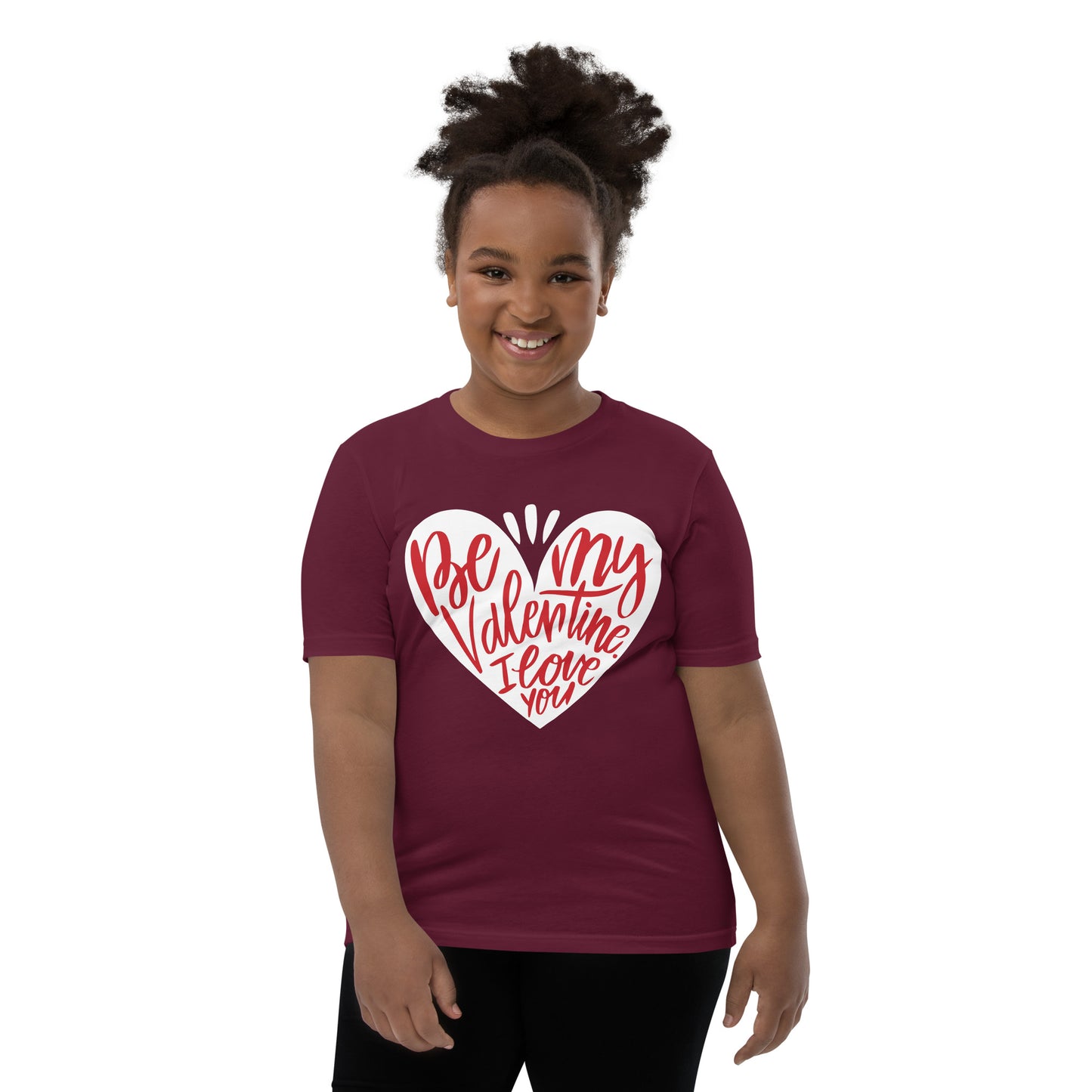 happy valentine s day lettering | Youth Staple Tee | Bella + Canvas 3001Y