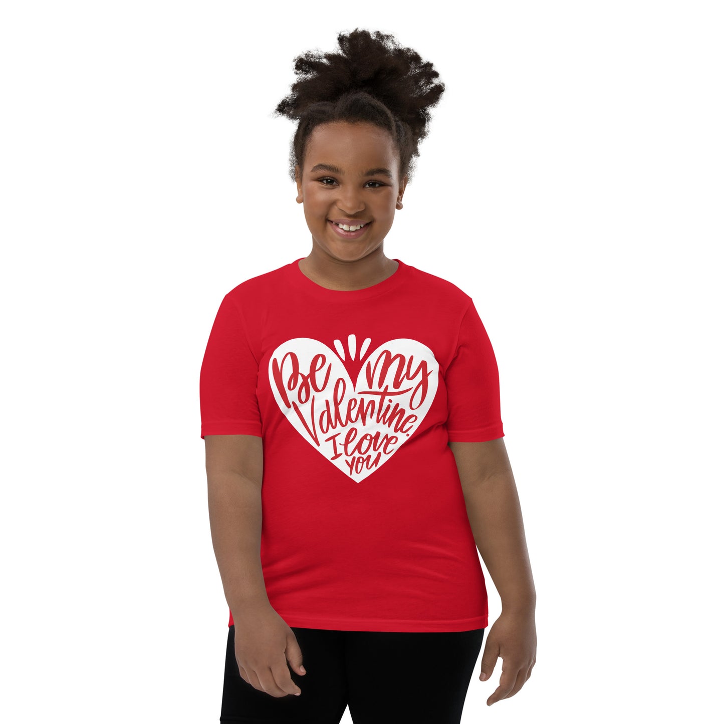 happy valentine s day lettering | Youth Staple Tee | Bella + Canvas 3001Y