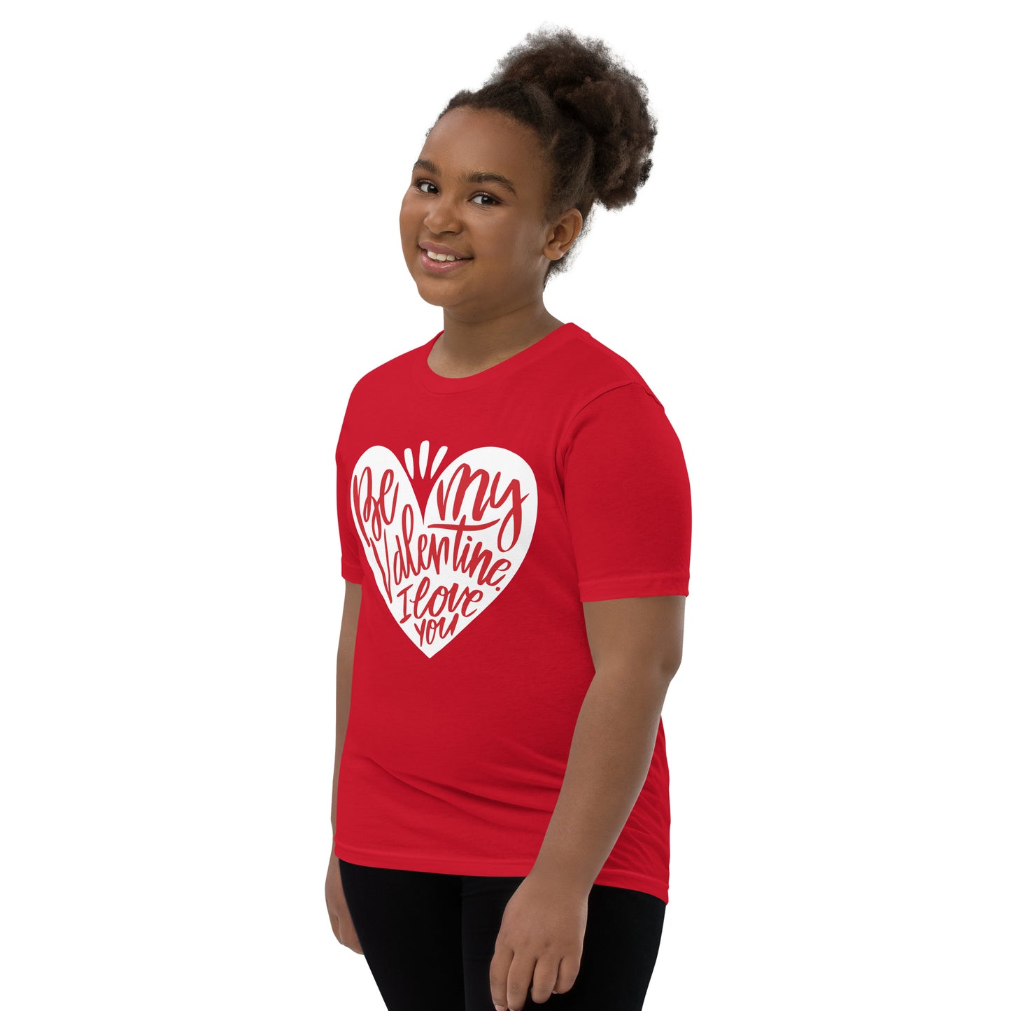 happy valentine s day lettering | Youth Staple Tee | Bella + Canvas 3001Y